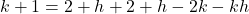 k+1 = 2+h+2+h-2k-kh